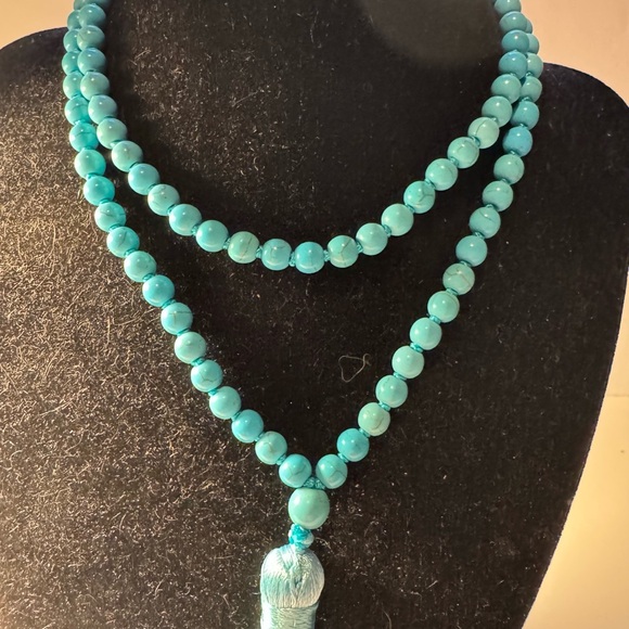 1pc Boho Chic 108 Bead Turquoise Mala Necklace, 6mm Synthetic Faux Gemstone, - Picture 11 of 12